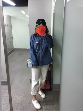 「blue」｜「アイテム（デニムジャケット）」を使った、イチコ🌿🍓さん（レディース・155cm）の春コーディネート