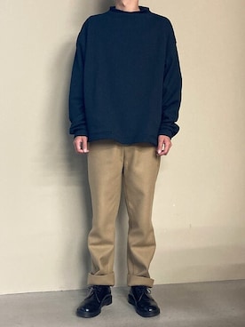 「アイテム（スラックス、ベージュ系）」を使った、oyekn1118さん（メンズ・165cm）の秋コーディネート