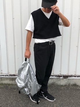 「アイテム（バックパック/リュック、シルバー系）」を使った、meganeさん（メンズ・158cm）の秋コーディネート