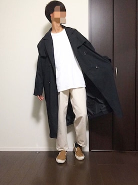 「kutir（クティール）のアイテム（トレンチコート）」を使った、Ayumiさん（メンズ・178cm）の春コーディネート