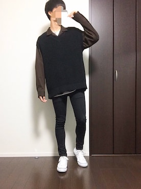 「RAGEBLUE（レイジブルー）のアイテム（ベスト）」を使った、Ayumiさん（メンズ・178cm）の春コーディネート
