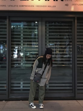 「5（ファイブ）のアイテム（帽子）」を使った、瑜さん（レディース・154cm）の冬コーディネート