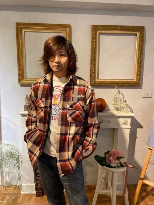 A BATHING APE チェック シャツ ブルー S　キムタク　木村拓哉 A BATHING APE チェック シャツ ブルー S キムタク 木村拓哉 メンズ