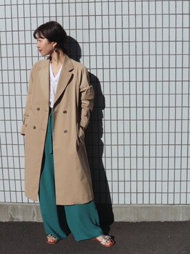 「カジュアルダウン」｜「アイテム（トレンチコート）」を使った、iida.さん（レディース・163cm）の冬コーディネート