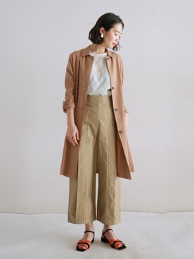 「NOMBRE IMPAIR（ノンブルアンペール）のアイテム（ステンカラーコート）」を使った、iida.さん（レディース・163cm）の春コーディネート