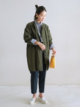 「NOMBRE IMPAIR（ノンブルアンペール）のアイテム（ミリタリージャケット）」を使った、iida.さん（レディース・163cm）の春コーディネート