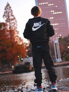「NIKE（ナイキ）のアイテム（MA-1）」を使った、樽ちゃんさん（メンズ・174cm）の冬コーディネート