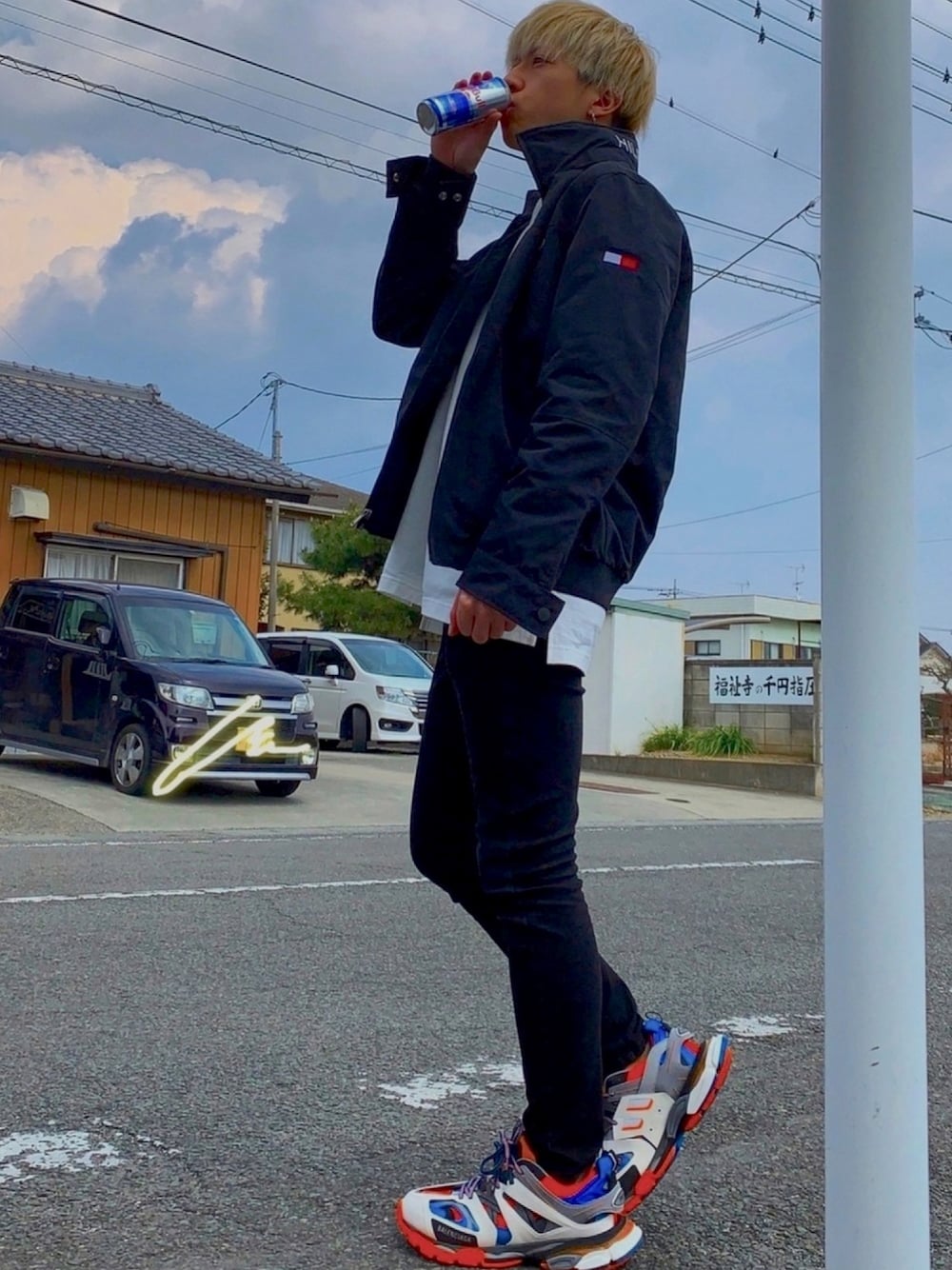 樽ちゃん｜TOMMY HILFIGERのナイロンジャケットを使ったコーディネート 