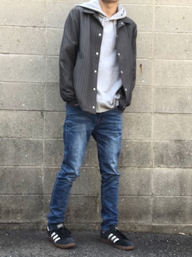 「NO ID.（ノーアイディ）のアイテム（その他アウター）」を使った、kulaさん（メンズ・173cm）の冬コーディネート