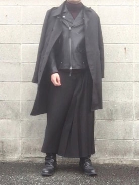 「NO ID.（ノーアイディ）のアイテム（ステンカラーコート）」を使った、kulaさん（メンズ・173cm）の冬コーディネート