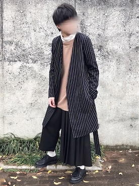 「NO ID.（ノーアイディ）のアイテム（その他アウター）」を使った、kulaさん（メンズ・173cm）の冬コーディネート