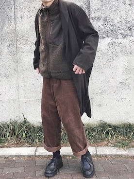 「Johnbull Private labo（ジョンブルプライベートラボ）のアイテム（チェスターコート）」を使った、kulaさん（メンズ・173cm）の冬コーディネート