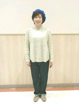「パーソナルカラー オータム」｜「アイテム（ハンチング/ベレー帽）」を使った、coenうちじまさん（レディース・161cm）の秋コーディネート