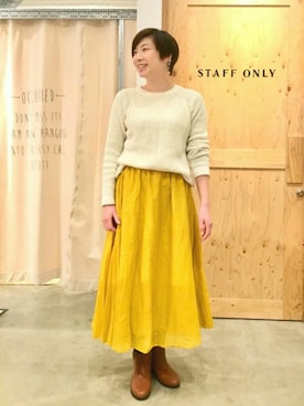 「coenスタッフスタイリング」｜「アイテム（ブーツ）」を使った、coenうちじまさん（レディース・161cm）の冬コーディネート