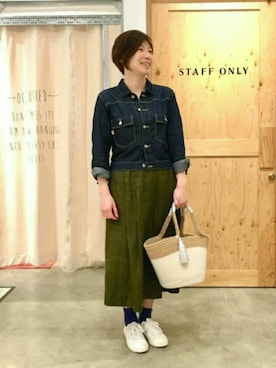 「coenスタッフスタイリング」｜「アイテム（デニムジャケット）」を使った、coenうちじまさん（レディース・161cm）の春コーディネート