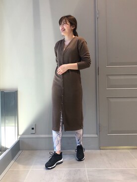「ブラウンコーデ」｜「アイテム（レギンス/スパッツ）」を使った、miyabiさん（レディース・164cm）の冬コーディネート