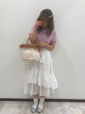 「コットンスカート」｜安部麻未奈さん（レディース・152cm）の夏コーディネート