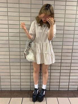 「BUBBLES（バブルス）のアイテム」を使った、安部麻未奈さん（レディース・152cm）の夏コーディネート