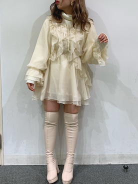 「消えそうな色コーデ」｜「アイテム（チュニック）」を使った、安部麻未奈さん（レディース・152cm）の秋コーディネート