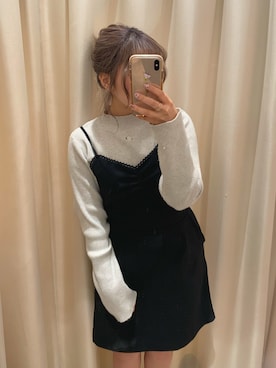 「薔薇」｜「アイテム（ワンピース/ドレス）」を使った、安部麻未奈さん（レディース・152cm）の冬コーディネート