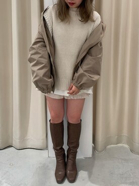 「152cm」｜「アイテム（マウンテンパーカー）」を使った、安部麻未奈さん（レディース・152cm）の冬コーディネート