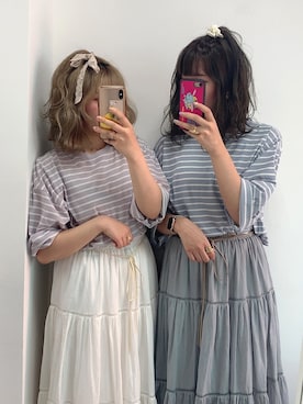 「双子コーデ」｜安部麻未奈さん（レディース・152cm）の春コーディネート