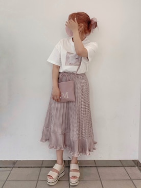 「Honey Salon（ハニーサロン）のアイテム（バッグ）」を使った、安部麻未奈さん（レディース・152cm）の夏コーディネート