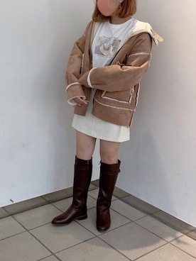 「ボンバージャケット」｜安部麻未奈さん（レディース・152cm）の秋コーディネート