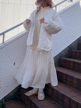 「one after another NICE CLAUP（ワンアフターアナザーナイスクラップ）のアイテム（ブルゾン）」を使った、安部麻未奈さん（レディース・152cm）の冬コーディネート