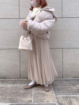 「リバーシブル」｜「アイテム（バレエシューズ）」を使った、安部麻未奈さん（レディース・152cm）の冬コーディネート