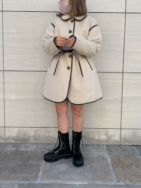 「H&M（エイチ・アンド・エム）のアイテム（ブーツ）」を使った、安部麻未奈さん（レディース・152cm）の冬コーディネート