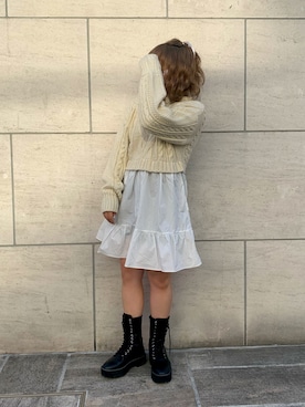 「H&M（エイチ・アンド・エム）のアイテム（ブーツ）」を使った、安部麻未奈さん（レディース・152cm）の冬コーディネート