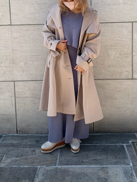 「ブルーコーデ」｜「アイテム（トレンチコート）」を使った、安部麻未奈さん（レディース・152cm）の冬コーディネート