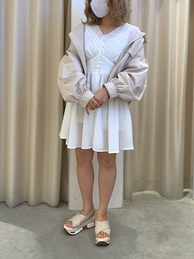 「ミニワンピ」｜安部麻未奈さん（レディース・152cm）の春コーディネート