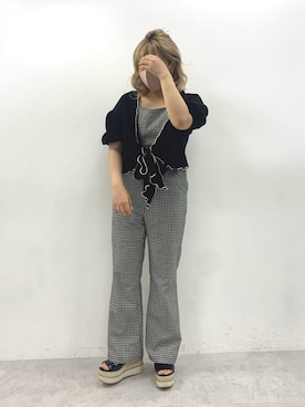 「ロンパース」｜「アイテム（アンサンブル）」を使った、安部麻未奈さん（レディース・152cm）の春コーディネート