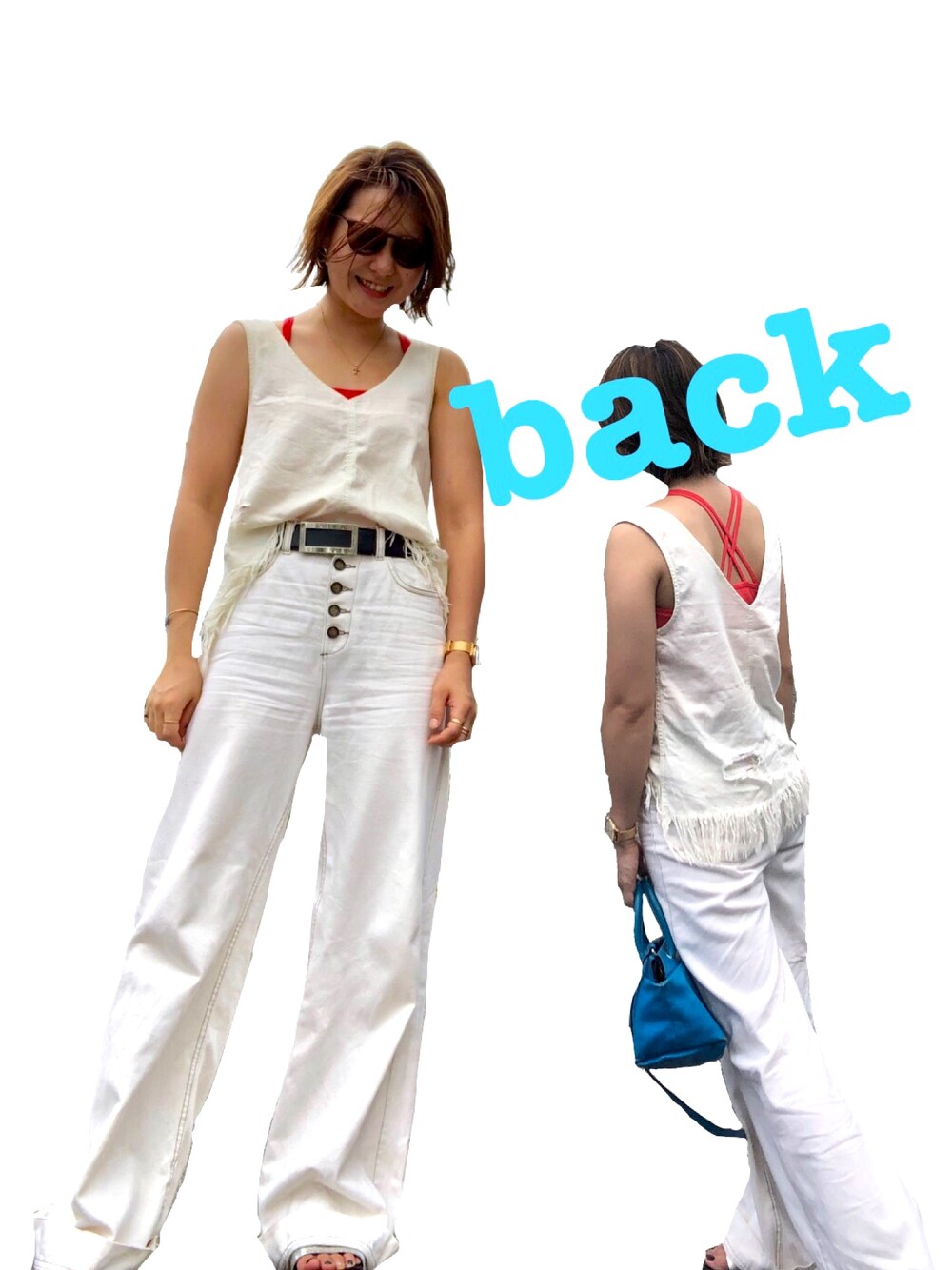 「夏コーデ、楽チンコーデ、カジュアル、パンツスタイル、UNIQLO、タンクトップ、厚底サンダル、デニムオンデニム、おしゃれさんと繋がりたい」｜「ZARAのアイテム（パンツ、ホワイト系）」を使った、Y○さん（レディース・166cm）の夏コーディネートの1枚目の写真
