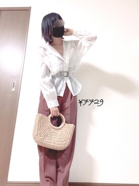 「WORKS（ワークス）のアイテム」を使った、maro⭐︎相互⭐︎全身1万円以下コーデさん（レディース・158cm）の夏コーディネート