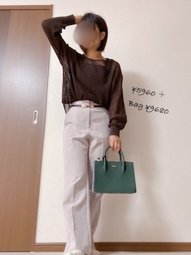 「& chouette（アンドシュエット）のアイテム（ハンドバッグ）」を使った、maro⭐︎相互⭐︎全身1万円以下コーデさん（レディース・157cm）の秋コーディネート