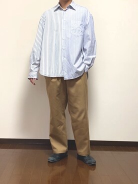 「STUDIOUS（ステュディオス）のアイテム（ローファー）」を使った、yujiさん（メンズ・170cm）の春コーディネート