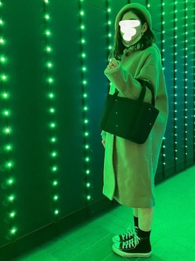 「白タイツ」｜「アイテム（その他アウター）」を使った、achimさん（レディース・154cm）の冬コーディネート