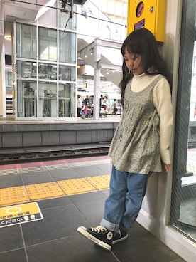 「BONTON（ボントン）のアイテム」を使った、mihanaさん（キッズ・110cm）の春コーディネート