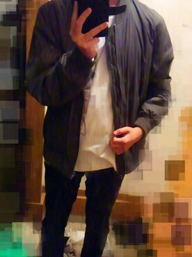 「中学生」｜「アイテム（MA-1）」を使った、G さん（メンズ・176cm）の秋コーディネート