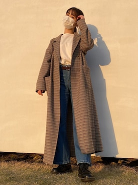「GUコーデ」｜「アイテム（チェスターコート）」を使った、airiさん（レディース・167cm）の春コーディネート