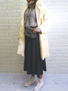 「CONVERSE（コンバース）のALL STAR HI（スニーカー）」を使った、wakanaさん（レディース・161cm）の冬コーディネート