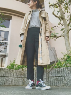 「チャックテイラー」｜「アイテム（トレンチコート）」を使った、chitoさん（レディース・167cm）の冬コーディネート