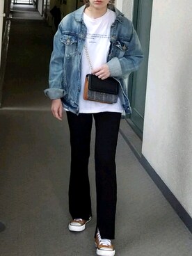 「Ungrid（アングリッド）の 【Casual】ｳﾞｨﾝﾃｰｼﾞGｼﾞｬﾝ （デニムジャケット）」を使った、saaayaaaさん（レディース・152cm）の春コーディネート