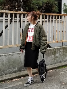 「MOUSSY（マウジー）のHAND DOWN Remake BZ（ブルゾン）」を使った、saaayaaaさん（レディース・152cm）の冬コーディネート