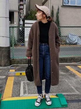 「Samansa Mos2 blue（サマンサモスモスブルー）のアイテム（その他アウター）」を使った、saaayaaaさん（レディース・152cm）の冬コーディネート