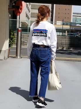 「patagonia（パタゴニア）のアイテム（Tシャツ/カットソー）」を使った、saaayaaaさん（レディース・152cm）の春コーディネート