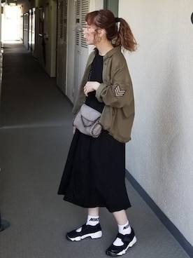 「GRL（グレイル）のチェーンフラップショルダーバッグ（ショルダーバッグ）」を使った、saaayaaaさん（レディース・152cm）の春コーディネート